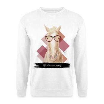 JvG Pferd "Pferdrau ma ruhig." - Unisex Pullover - Weiß - Vorne