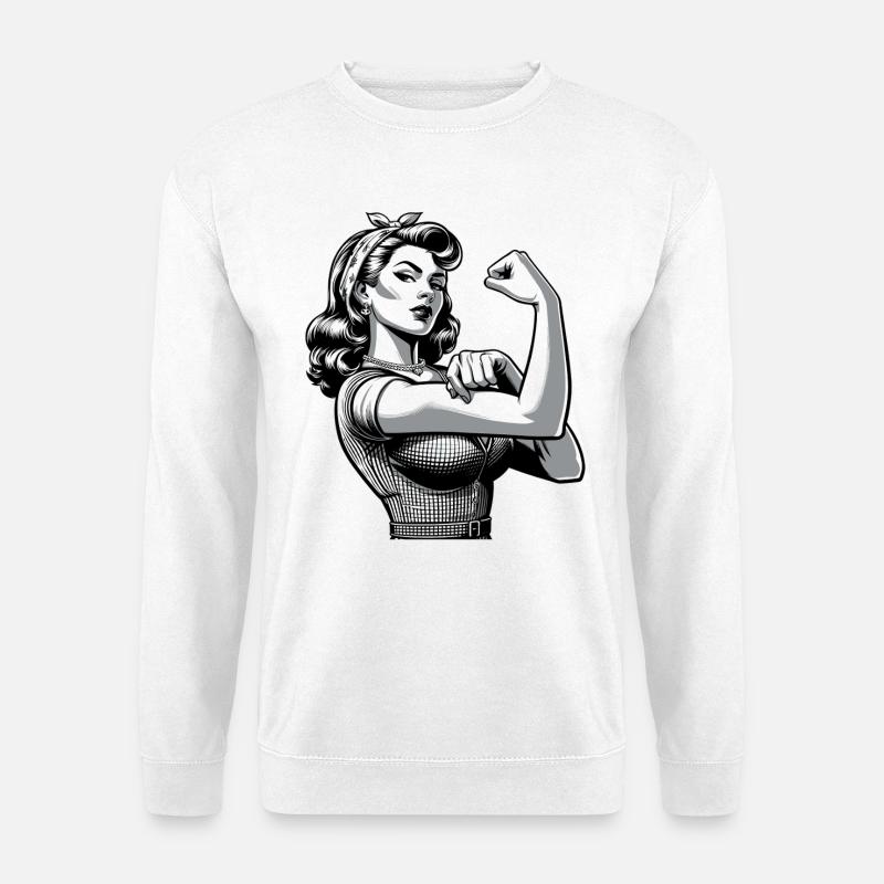 Stärke starke Frau Rockabilly Style Geschenk - Unisex Pullover - Weiß