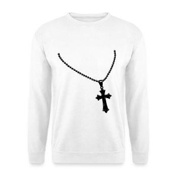 Necklace with cross - Unisex Sweatshirt - white - Front