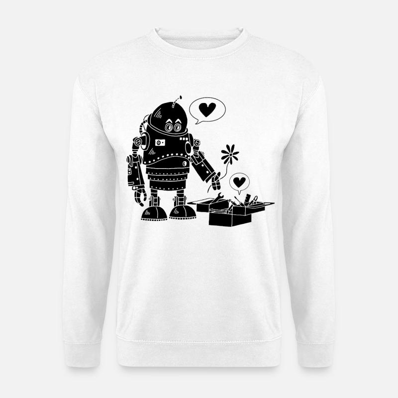 Robot Lovers (Schwarz) - Unisex Pullover - Weiß