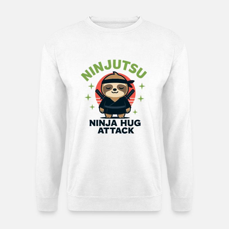 Ninja Cuddle Sloth HugAttack - Unisex Sweatshirt - white