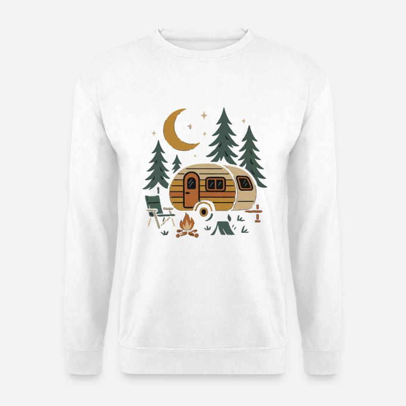 Nächtliches Camping-Szenen-Design - Unisex Pullover - Weiß