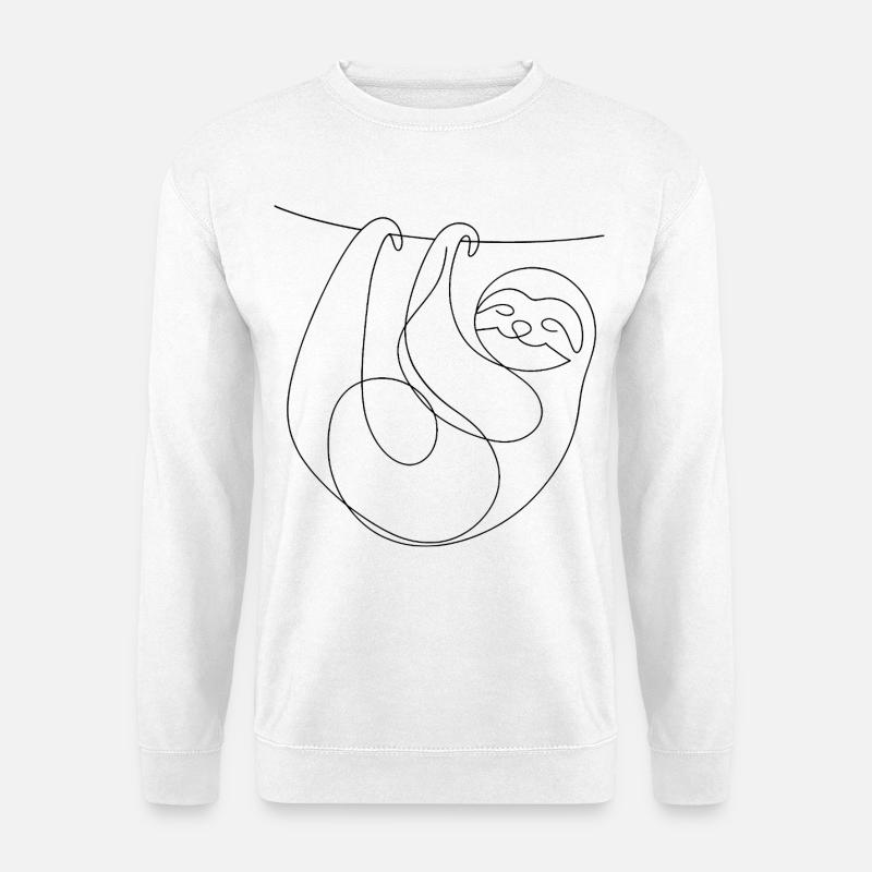 One Line Drawing - Faultier - Unisex Pullover - Weiß