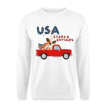 Crevette Américaine, Stars and Stripes - Sweat-shirt Unisexe - blanc - Devant