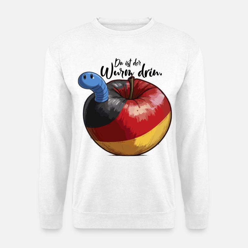 In Deutschland ist der blaue Wurm im Apfel Fck afd - Unisex Pullover - Weiß