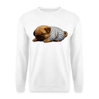 Niedlicher schlafender Welpe im Schlafanzug - Unisex Pullover - Weiß - Vorne
