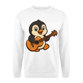 Cute Penguin Guitarist Musician Cartoon Rocker - Unisex Sweatshirt - white - Front