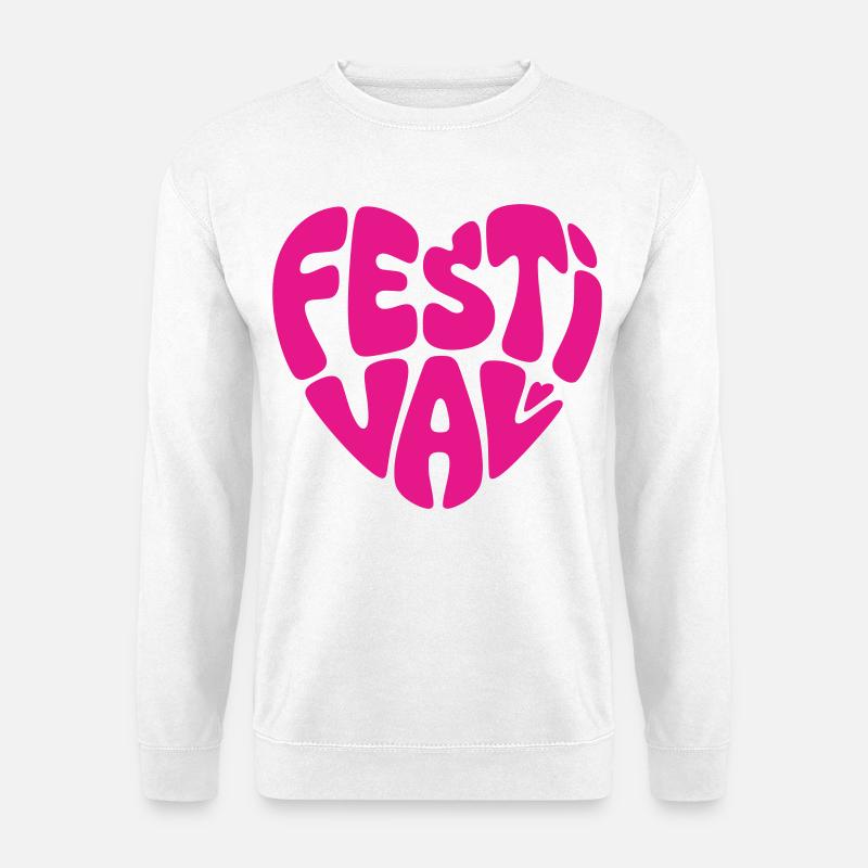 Festival Herz Form Musik Herzform (Farbe änderbar) - Unisex Pullover - Weiß