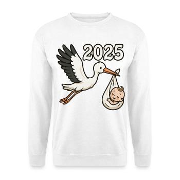 Cigogne avec enfant trouvé dans son bec 2025 - Sweat-shirt Unisexe - blanc - Devant