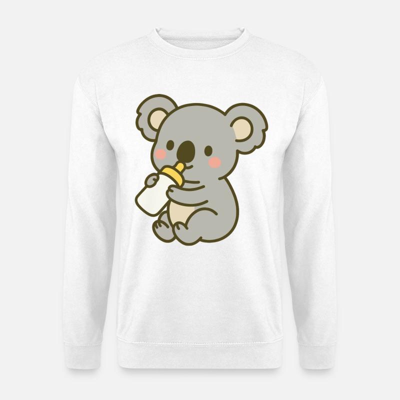 Cuddly koala with bottle - Unisex Sweatshirt - white
