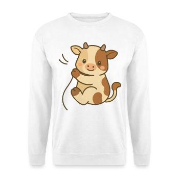 Kuschelkalb-Charme - Unisex Pullover - Weiß - Vorne - Alina (178cm) & Michal (187cm)