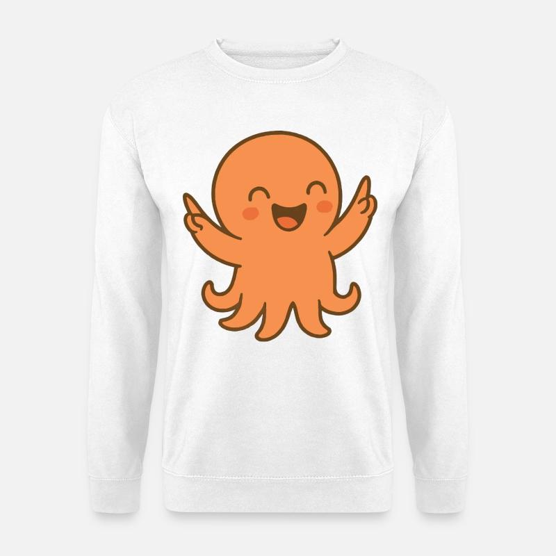Lachkrake Orange - Unisex Pullover - Weiß