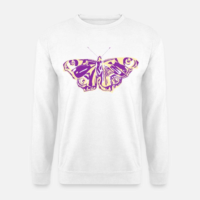 Lila-Gelber Schmetterling - Unisex Pullover - Weiß