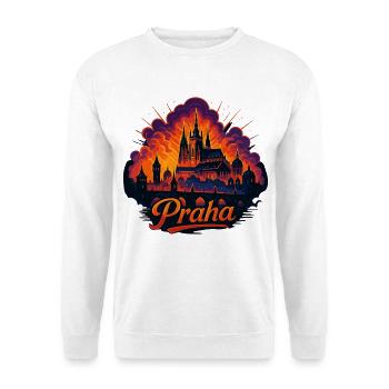 Prag Praha Stadt Tschechien Silhouette Geschenk - Unisex Pullover - Weiß - Vorne