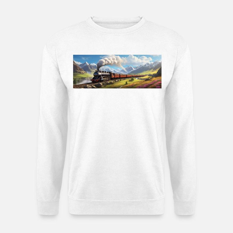 Nostalgischer Eisenbahnzug mit Dampflokomotive - Unisex Pullover - Weiß