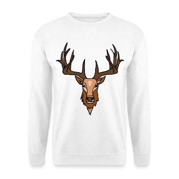 Hirschkopf Braun Auf Schwarz - Unisex Pullover - Weiß - Vorne