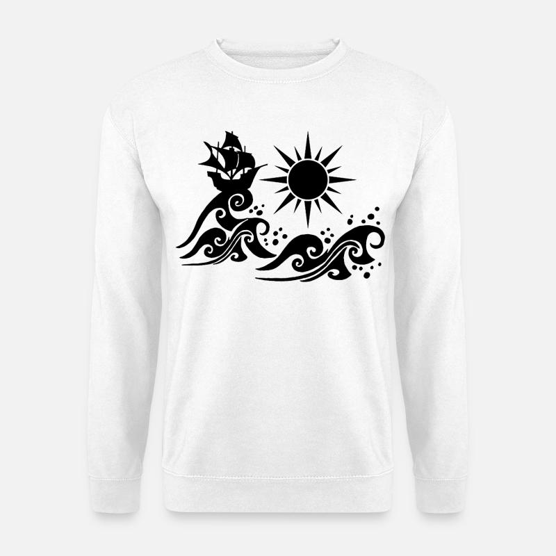 Schwarze Galeone - Unisex Pullover - Weiß