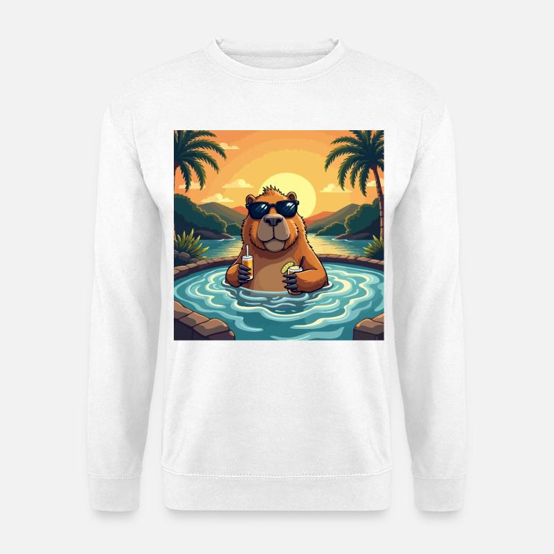 Chillbara Vibes - Capybara im Chillmodus - Unisex Pullover - Weiß
