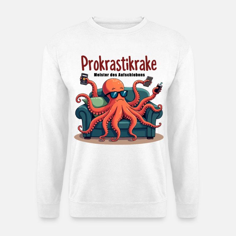 Prokrastikrake - Meister des Aufschiebens - Unisex Pullover - Weiß