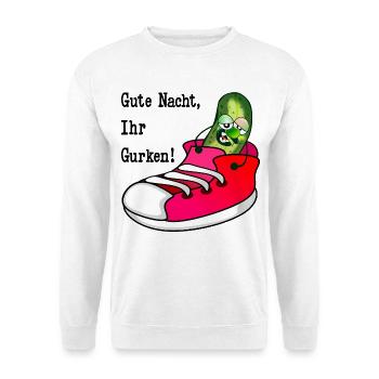 GUTE NACHT SPORTSCHUHE GURKEN - Unisex Pullover - Weiß - Vorne - Alina (178cm) & Michal (187cm)