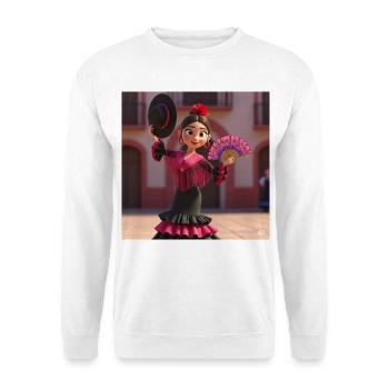 Flamenco mit Kunst - Unisex Pullover - Weiß - Vorne