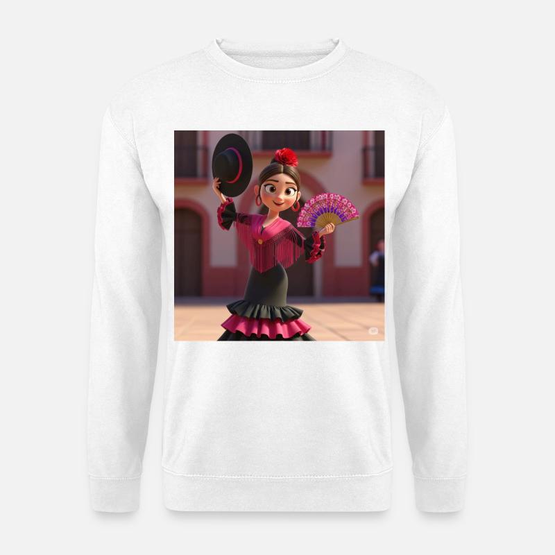 Flamenco mit Kunst - Unisex Pullover - Weiß