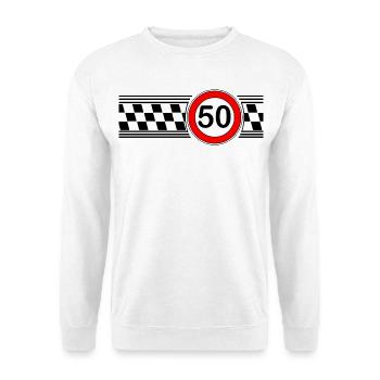 50er Race Karo Motiv Shirt - Unisex Pullover - Weiß - Vorne