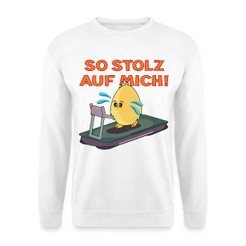LAUFBAND LAUFEN STOLZ - Unisex Pullover - Weiß - Vorne - Alina (178cm) & Michal (187cm)