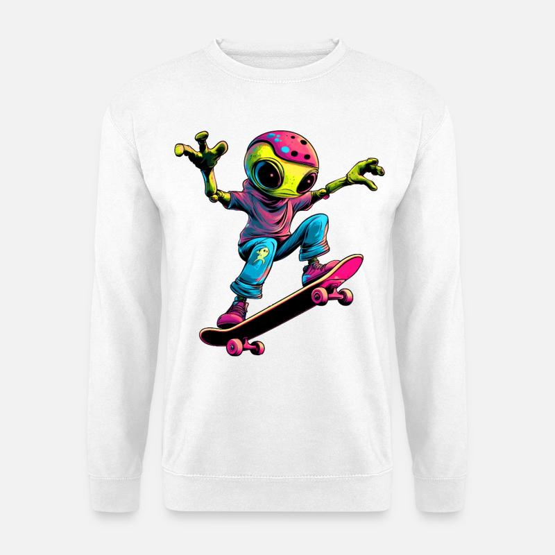 Skater Alien - Unisex Pullover - Weiß