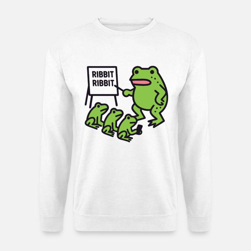 Frog Teaching with Ribbit Phrase - Unisex Sweatshirt - white