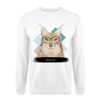 JvG Luchs « Luchsurious ! » - Sweat-shirt Unisexe - blanc - Devant