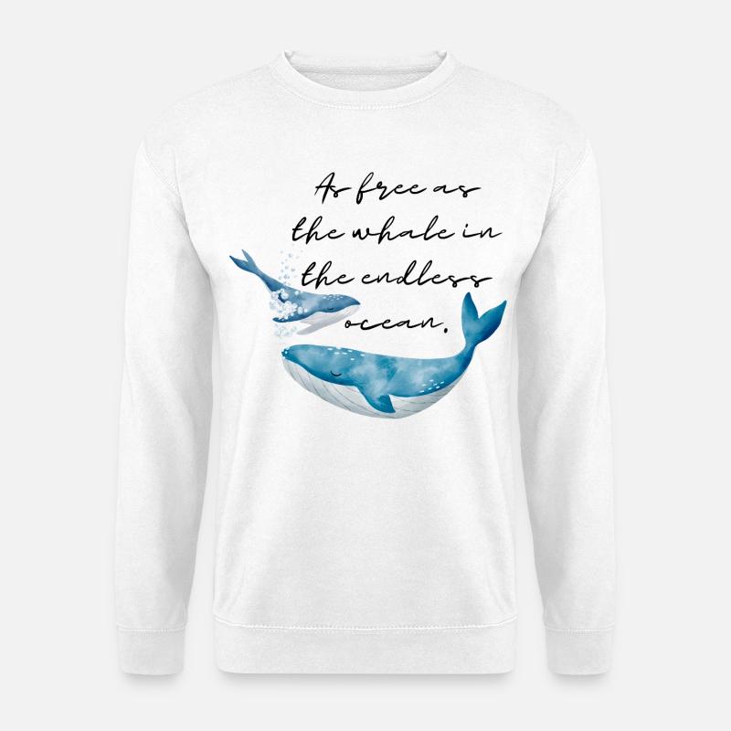 "So frei wie der Wal" - Minimalistisch Ocean Freedom - Unisex Pullover - Weiß