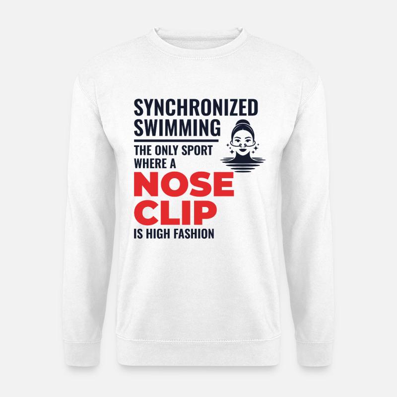 Zitat zum Synchronschwimmen mit Nasenklammer - Unisex Pullover - Weiß