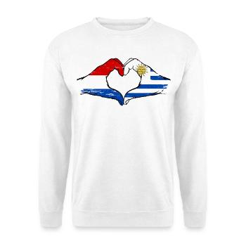 Hollande Uruguay Drapeau Mains Coeur Utilisé - Sweat-shirt Unisexe - blanc - Devant