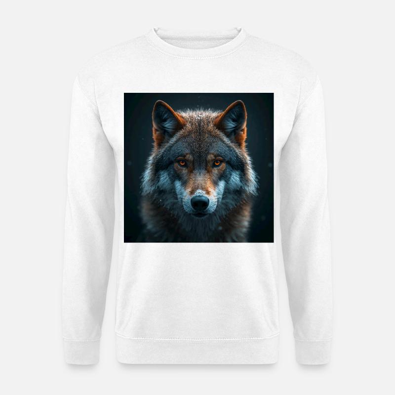 Majestätischer Wolf mit Feuerblick - Unisex Pullover - Weiß