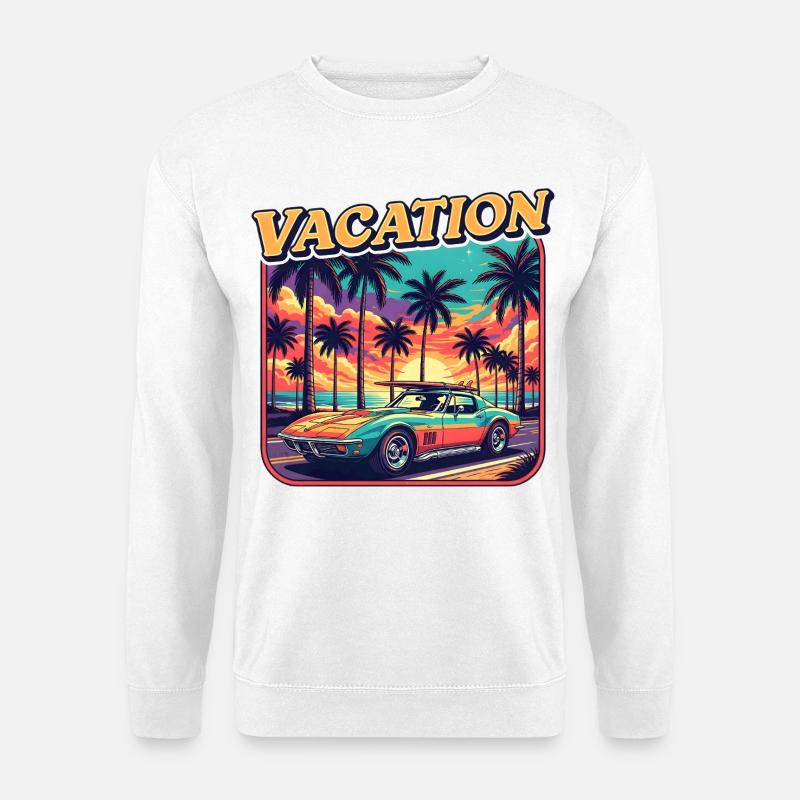 Oldtimer bei Sonnenuntergang - Unisex Pullover - Weiß