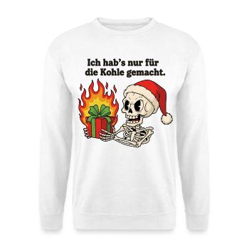 Nur für die Kohle gemacht - Unisex Pullover - Weiß - Vorne - Alina (178cm) & Michal (187cm)
