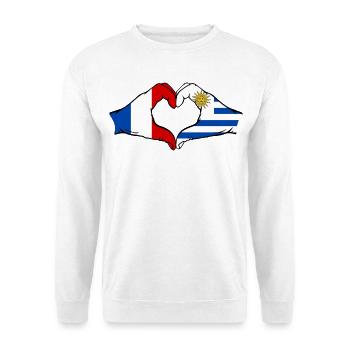 France Uruguay Flag Hands Heart Shape - Unisex Sweatshirt - white - Front