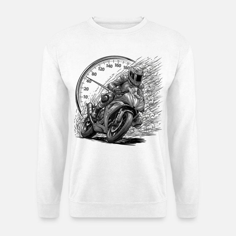 Biker, der von Geschwindigkeit angetrieben wird - Unisex Pullover - Weiß
