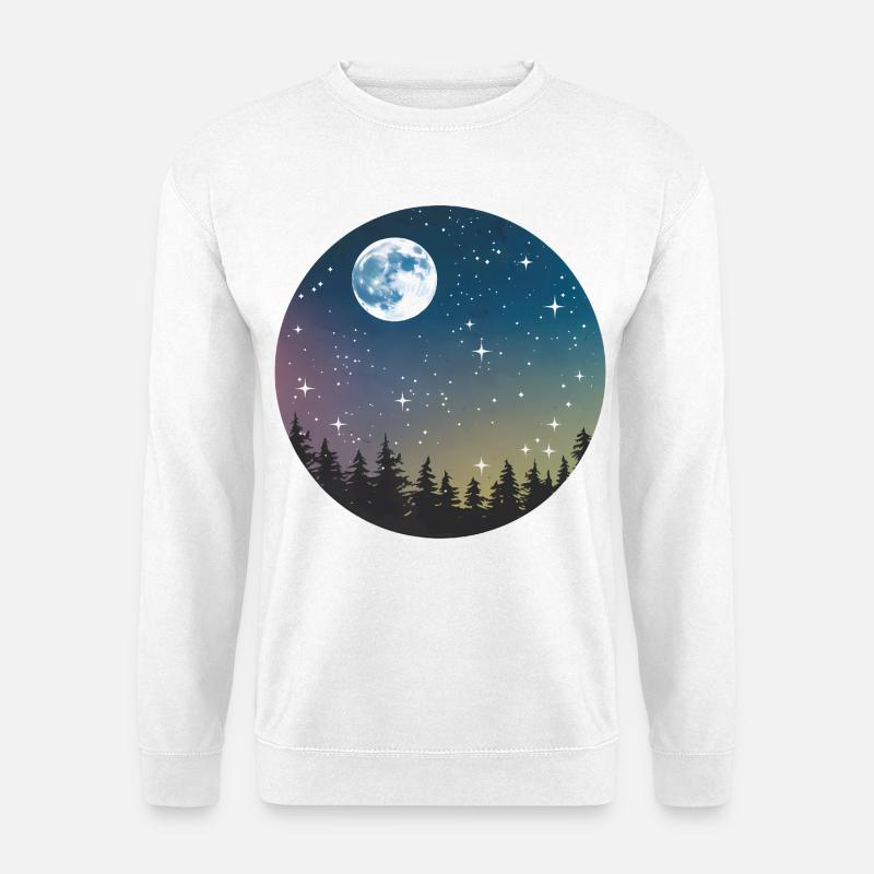 Himmlisches Nachtwaldmuster - Unisex Pullover - Weiß
