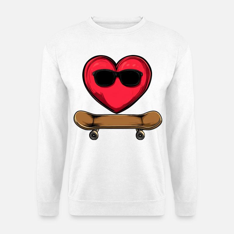Herzen Skater / Skateboard Herz - Unisex Pullover - Weiß