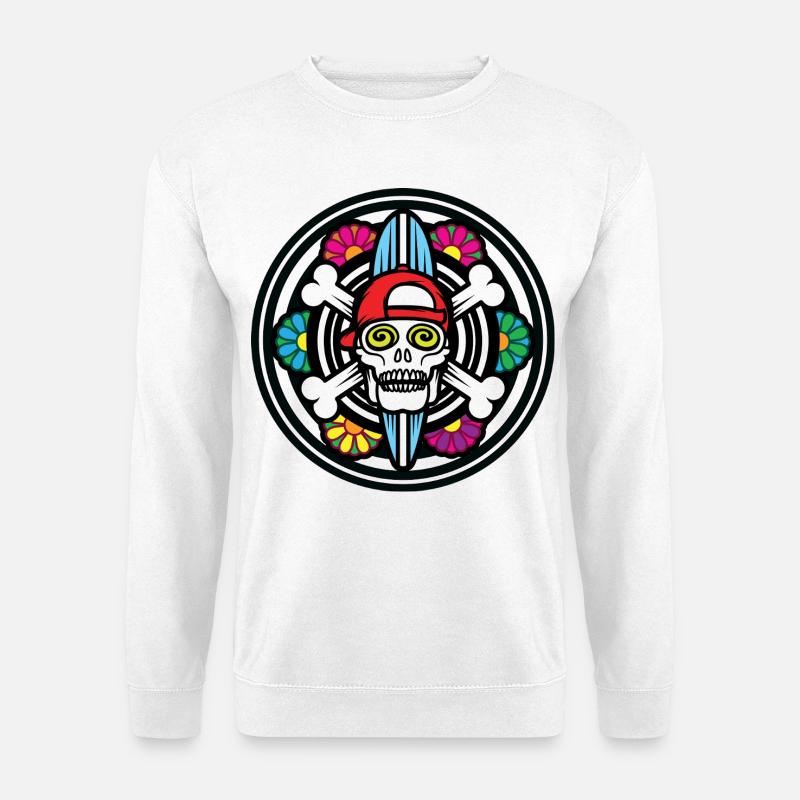 Surf Schädel - Unisex Pullover - Weiß
