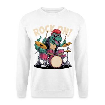 Batteur de dinosaure T-Rex punk rock - Percussions - Sweat-shirt Unisexe - blanc - Devant