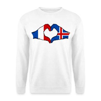 Drapeau de la France et de l'Islande, mains en forme de cœur - Sweat-shirt Unisexe - blanc - Devant