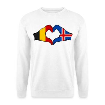 Belgium Iceland Flag Hands Heart Shape - Unisex Sweatshirt - white - Front