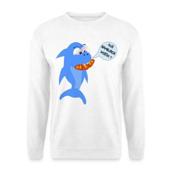 Hai Hamburg Franzbrötchen - Unisex Pullover - Weiß - Vorne - Alina (178cm) & Michal (187cm)