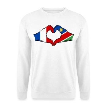 Frankreich Namibia Flagge Herz - Unisex Pullover - Weiß - Vorne