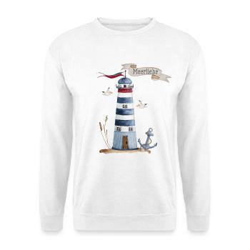 Leuchtturm mit Meerestieren und Banner - Unisex Pullover - Weiß - Vorne