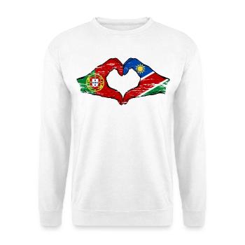 Portugal Namibie Drapeau Coeur utilisé - Sweat-shirt Unisexe - blanc - Devant