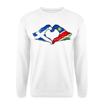 Scotland Namibia Flag Hands Heart Shape used - Unisex Sweatshirt - white - Front